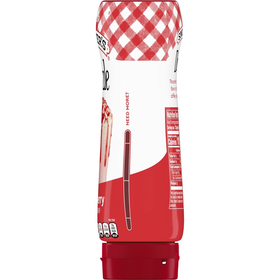 Sundae Syrup™ Strawberry Flavored Syrup right with packaging